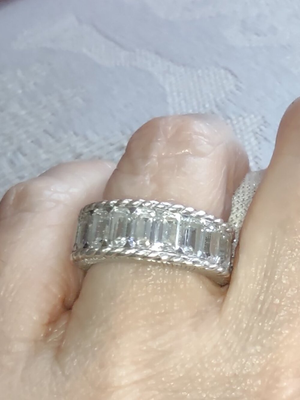 Judith Ripka baguette Diamonique band ring Size 7